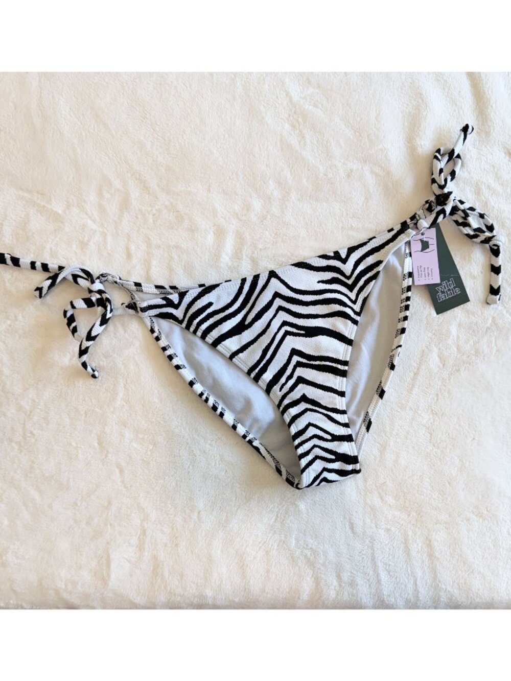 NWT Wild Fable Black and White Zebra Print Cheeky Bikini Bottoms - Size: Large